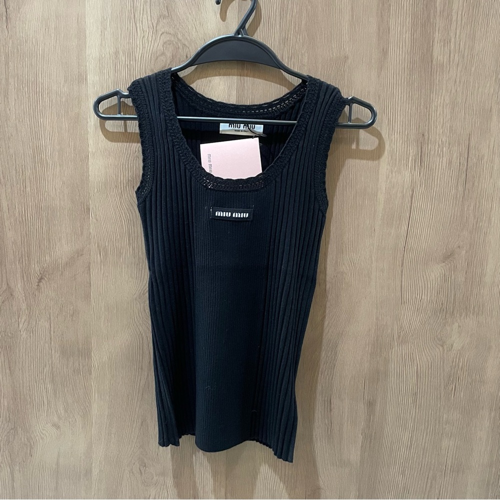 Miu Miu Black Sleeveless Ribbed Top